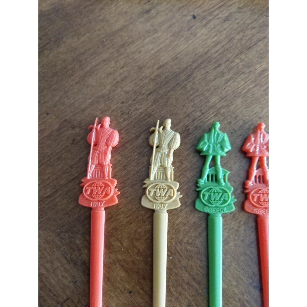 Vintage Lot 11x Swizzle Stick Retro Bar Stirrer TWA Airlines Propeller Italy ++